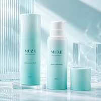 Vente en gros de flacons de lotion sans air en plastique PET de 200 ml, luxueux et mats, avec pompe cosmétique, impression personnalisée du logo et de l'étiquette