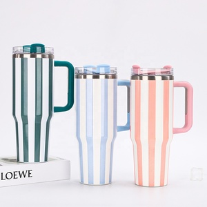 Vaso Térmico Portátil de Acero Inoxidable de 40oz, Apto <span class=keywords><strong>para</strong></span> Alimentos, con Asa y Pajita, <span class=keywords><strong>para</strong></span> Café - Product Image 1