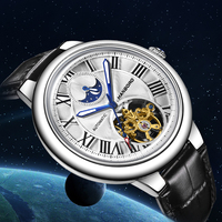 Jam Tangan Mekanik Otomatis Pria HANBORO Skeletonized Flower Balance Wheel Spaceballs Diamond Bezel Glass Pointer Personalized