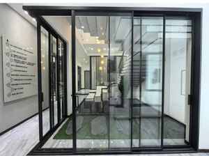 Mỏng Cửa Trượt Giá Thiết Kế Nhôm Ban Công Cửa Trượt Nhôm 5 + 5 Kính Đôi Hệ Thống Trượt Patio Cửa Với Màn Hình - Product Image 4