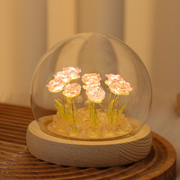 Lampe de nuit en verre en forme de rose à faire soi-même, base en bois, cadeau personnalisé, vente en gros