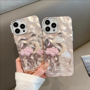 Luxe Rêveur Étoiles Nuages Téléphone étui pour <span class=keywords><strong>iphone</strong></span> 14 Pro Max 15 13 11 <span class=keywords><strong>12</strong></span> Couverture Arrière <span class=keywords><strong>Avec</strong></span> Chaîne Placage Argent Antichoc Shell - Product Image 3