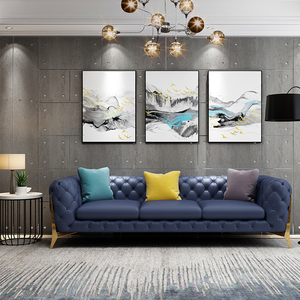 Ensemble de canapés en cuir et velours Chesterfield de luxe <span class=keywords><strong>royal</strong></span> avec pieds dorés pour salon - Product Image 5
