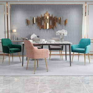 Ghế Ăn Nhà Hàng Quán Bar Quán Cà Phê Ghế Nhung Sang Trọng Màu Xanh Lá Đỏ Màu Hồng Xanh Dương Thiết Kế Ghế Thời Trang - Product Image 2