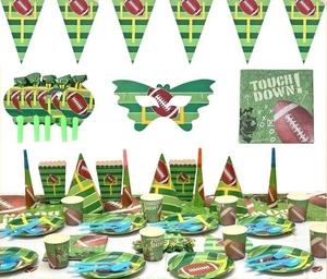 Vaisselle jetable sur le thème du rugby et du football, assiettes en forme de but de football, pour l'<span class=keywords><strong>anniversaire</strong></span> des garçons, les fêtes et les événements. - Product Image 2