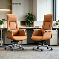 Chaise de bureau ergonomique de luxe à dossier haut en cuir PU, accoudoirs réglables, base en aluminium, roulettes pivotantes - Design élégant pour la maison
