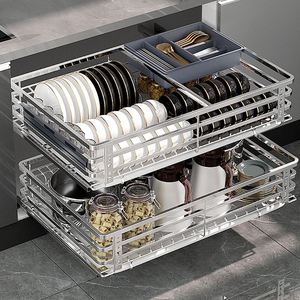 Accessoires multifonctionnels pour armoires de cuisine, quincaillerie de meubles à fermeture douce, panier de rangement coulissant pour tiroir d'armoire de cuisine - Product Image 6