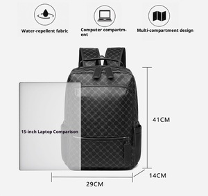 Individuelles Logo Premium PU-Leder Wasserdichter Herren Business Büro Reise 15 Zoll Laptop Rucksack für Männer - Product Image 4
