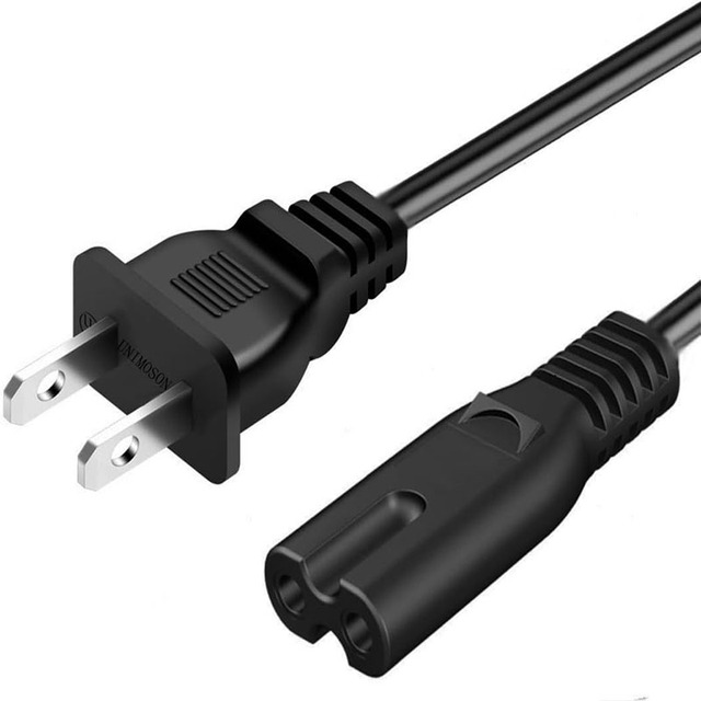 US Plug AC 2 Pin Power Cable IEC C7 Female for Laptop Computer 100% Pure Copper Conductor ETL Certified for USA & Canada