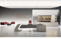 Bureau de direction intégré futuriste, bureau intelligent pour PDG avec système de rangement intégré