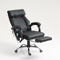 Chaise de bureau en cuir PU chauffante à 8 points avec repose-pieds, télécommande filaire, prix le plus bas