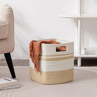 Le plus récent panier de rangement beige fait à la main coton corde panier à linge corde pliable écologique personnalisé hemper poubelle à linge