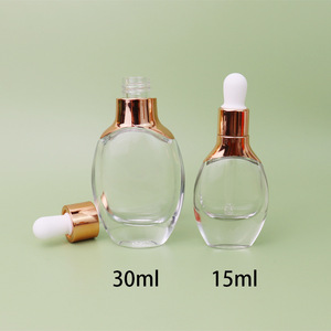 Hai Mystery Bouteille en verre de 30ml à fond épais Emballage cosmétique vide plat avec pompe à goutte pour le volume du sérum de soin de la peau - Product Image 5