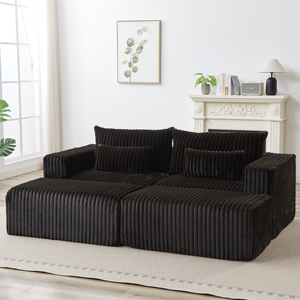 <b>Oversized</b> Square <b>Sectional</b> Lounge Chaise Set No Assembly Required Modern Cloud Plush Loveseat Two Removable Hotel Villa - Product Image 2
