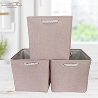 Grand panier à linge domestique, bac de rangement en lin, boîte de rangement de grande capacité en forme de cube, style moderne et minimaliste avec poignée