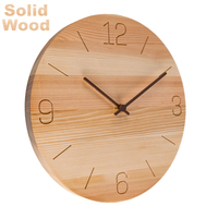 Horloge murale en bois silencieuse sans tic-tac, en bois de pin, avec chiffres découpés au laser, pour la cuisine, la décoration de la maison