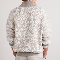 Pull en maille jacquard côtelé à col montant et fermeture éclair, coupe oversize, pour homme, tendance