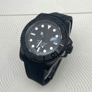 นาฬิกาข้อมือสแตนเลสสตีลสำหรับผู้ชายแบล็ค วอร์ริเออร์ หน้าปัดสีดำ สายยางสีดำ พร้อมกลไก NH35 - Product Image 3