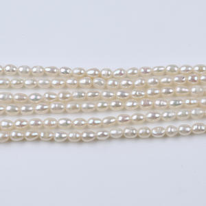 Collier en perles de Zhuji, vente en gros, baroque, double face, perles d'eau douce, 3-4 mm, blanc intense/coloré, forme irrégulière naturelle, pour bricolage - Product Image 3