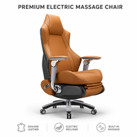 Chaise de bureau exécutive en cuir moderne avec dossier haut pivotant, accoudoirs 6D, ventilation, massage électrique rechargeable