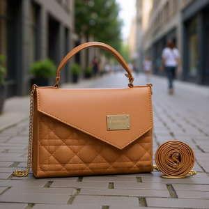 Bolso Bandolera Fana Fina Libya de Cuero Genuino, Talla XL, Moderno, para Mujer, con Cadena Cruzada y Patrón de Letras, para Todas las Temporadas - Product Image 2