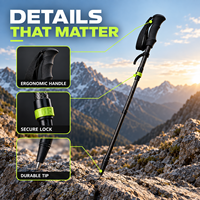 Bâton de randonnée en fibre de carbone tressé réglable avec poignée ergonomique, équipement de plein air OEM, bâton de trekking en fibre de carbone
