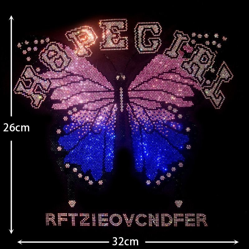 Trasferibile A Caldo Con Strass Farfalla - Abbellimento Moda Per Cucito - 1 Pezzo