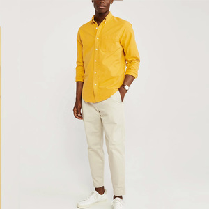 <span class=keywords><strong>Camicia</strong></span> Gialla Personalizzata LEDUO, Stile Casual Confortevole, 100% Cotone, Manica Lunga, Taglie Forti, Camicie Gialle con Bottoni per Uomo - Product Image 4