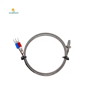 China supplier temperature J type thermocouple in customized M6 bolt and cable 2-m