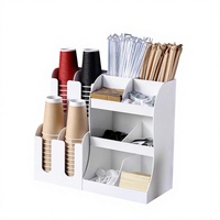 Distributeur de gobelets en plastique blanc, boîte à mouchoirs, support pour pailles, organisateur de comptoir de bar, pour usage commercial, multifonctionnel