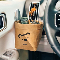 Bolsa de Almacenamiento para Auto con Diseño de Oso, Contenedor de Basura para Salida de Aire, Lavable, Impermeable, de Papel Kraft Resistente, Organizador para Vehículo