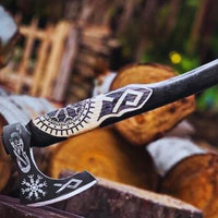 Hache Viking Industrielle Personnalisée en Acier Inoxydable, Hachette de Camping et de Chasse, Tomahawk, Tête Faite à la Main, Manche en Bois, Garantie 1 An