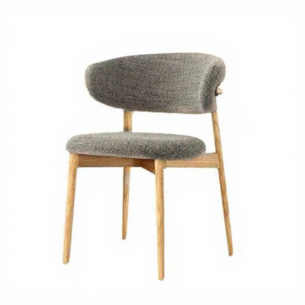 Chaise de salle à manger en tissu gris foncé, coloris noyer