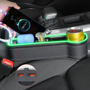 กล่องเก็บของสำหรับคอนโซลที่นั่งที่ใส่ถ้วยหนัง PU 7สี LED น้ำหนักเบาช่องใส่ของในรถช่องเสียบ USB ได้อย่างรวดเร็ว - Product Image 5