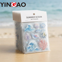 Pegatinas PET Personalizadas con Corte Kiss Cut, Temática de Verano y Océano, Calcomanías de Playa Resistentes al Agua y a los Rayos UV, con Diseño de Vida Marina para Laptop y Botella de Agua