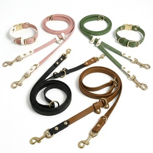 Conjunto de Correa y Collar para Mascotas de Lujo, Duradero, Impermeable, Colores Personalizados, Collar y Correa de PVC con Hebilla Metálica Resistente - Product Image 1