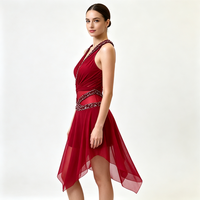 Jupe de danse lyrique rouge de luxe personnalisée avec strass pour la danse, le patinage artistique, la pole dance, les spectacles de compétition
