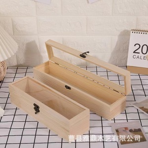 Caja de joyería de madera con tapa transparente, caja de almacenamiento de madera maciza, organizador de escritorio con tapa abatible para almacenamiento de joyas - Product Image 1