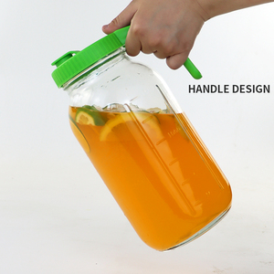 Venta al por mayor Vacío 64 oz 2 litros <span class=keywords><strong>Medio</strong></span> galón Mason Jarra <span class=keywords><strong>de</strong></span> agua <span class=keywords><strong>de</strong></span> vidrio con tapas <span class=keywords><strong>de</strong></span> pico <span class=keywords><strong>de</strong></span> vertido - Product Image 4