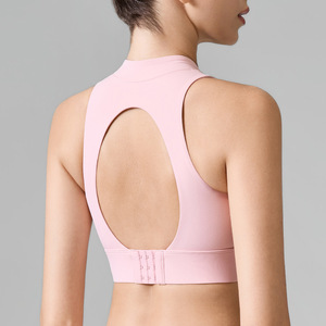 <span class=keywords><strong>Sujetador</strong></span> deportivo transpirable con <span class=keywords><strong>cremallera</strong></span> frontal para mujer, diseño de corte ovalado, tirantes cruzados, relleno incorporado, soporte alto, para yoga, running y fitness - Product Image 4