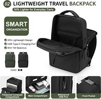 Sac à dos pour ordinateur portable de voyage, fin, résistant à l'eau, 15,6 pouces, avec port de charge USB, pour le travail, les voyages et l'usage quotidien