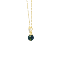 Collier personnalisé en jaspe de cheveux verts, perle ronde 925 naturelle, conception originale, chaîne réglable en argent sterling