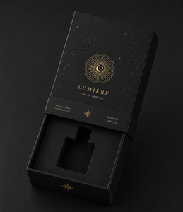 Premium <b>Black</b> Drawer Perfume Packaging <b>Box</b> with UV Embossing and Gold Foil Logo with EVA Insert - Product Image 5