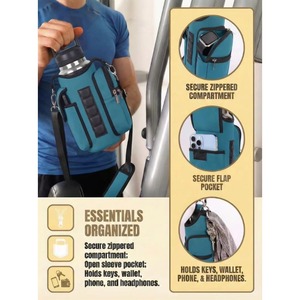 Custom Portable Gym Water Bottle Carry <b>Bag</b> Magnetic Holder Neoprene <b>Waterproof</b> <b>Phone</b> Pouch Coin <b>Bag</b> Transparent Screen Access - Product Image 3