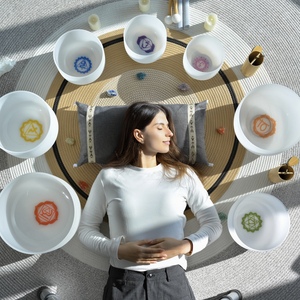 SUCCESS 99.99% Pure Natural <strong>Crystal</strong> Seven <strong>Chakra</strong> 432/440HZ <strong>Crystal</strong> Singing Bowl <strong>Set</strong> for Sound Healing - Product Image 1