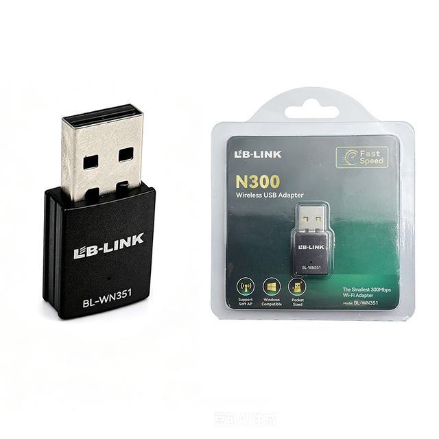 LB-link BL-WN351 300Mbps USB Wireless WiFi Adapter 2.4GHz Frequency Dongle for PC Ethernet Interface Used Product