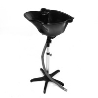 Bac à Shampooing Mobile pour Salon de Coiffure et Barbier avec Support, Seau et Dispositif de Lavage de Tête Réglable en Hauteur
