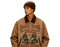 Veste de travail en velours côtelé avec imprimé vintage de groupe rock pour homme, impression DTG personnalisée Kornit, veste streetwear
