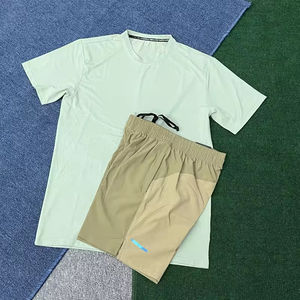 メンズ<span class=keywords><strong>2</strong></span>個セットアクティブウェア半袖トップサッカースポーツショートセット反射スポーツフィットネスジムサッカーTシャツ & ショーツ - Product Image 2