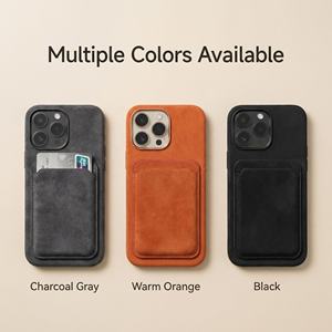 Étui de téléphone portefeuille élégant en Alcantara, doux pour la peau, antidérapant, sûr pour <span class=keywords><strong>Apple</strong></span>, avec porte-cartes <span class=keywords><strong>Mag</strong></span> - Product Image 4